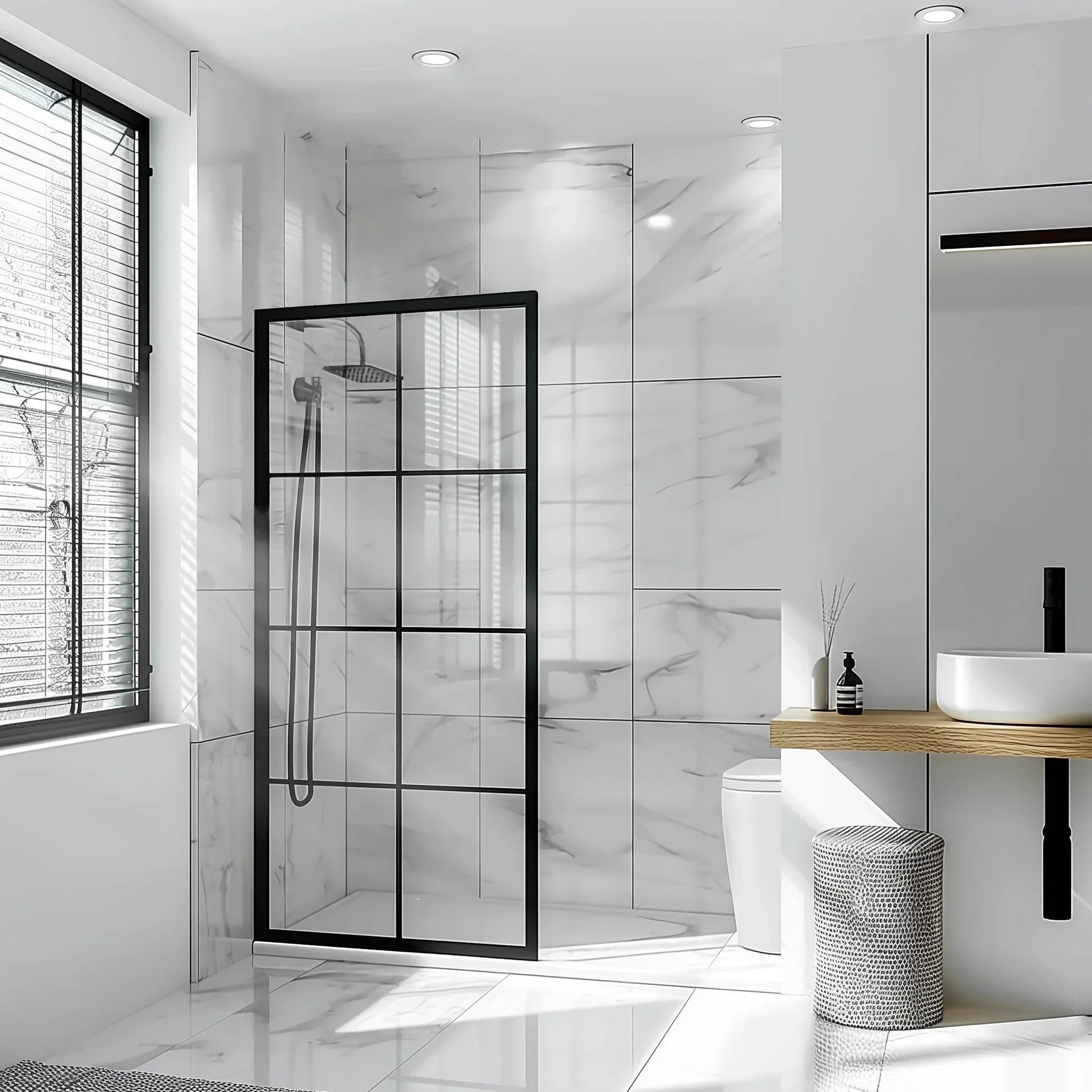 Dreamwerks Shower Screen in Black with Clear Glass