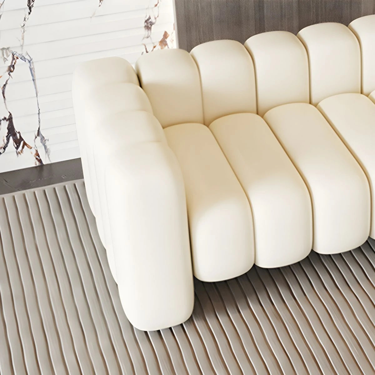 Modern Left Arm Channel Tufted Chaise Lounge
