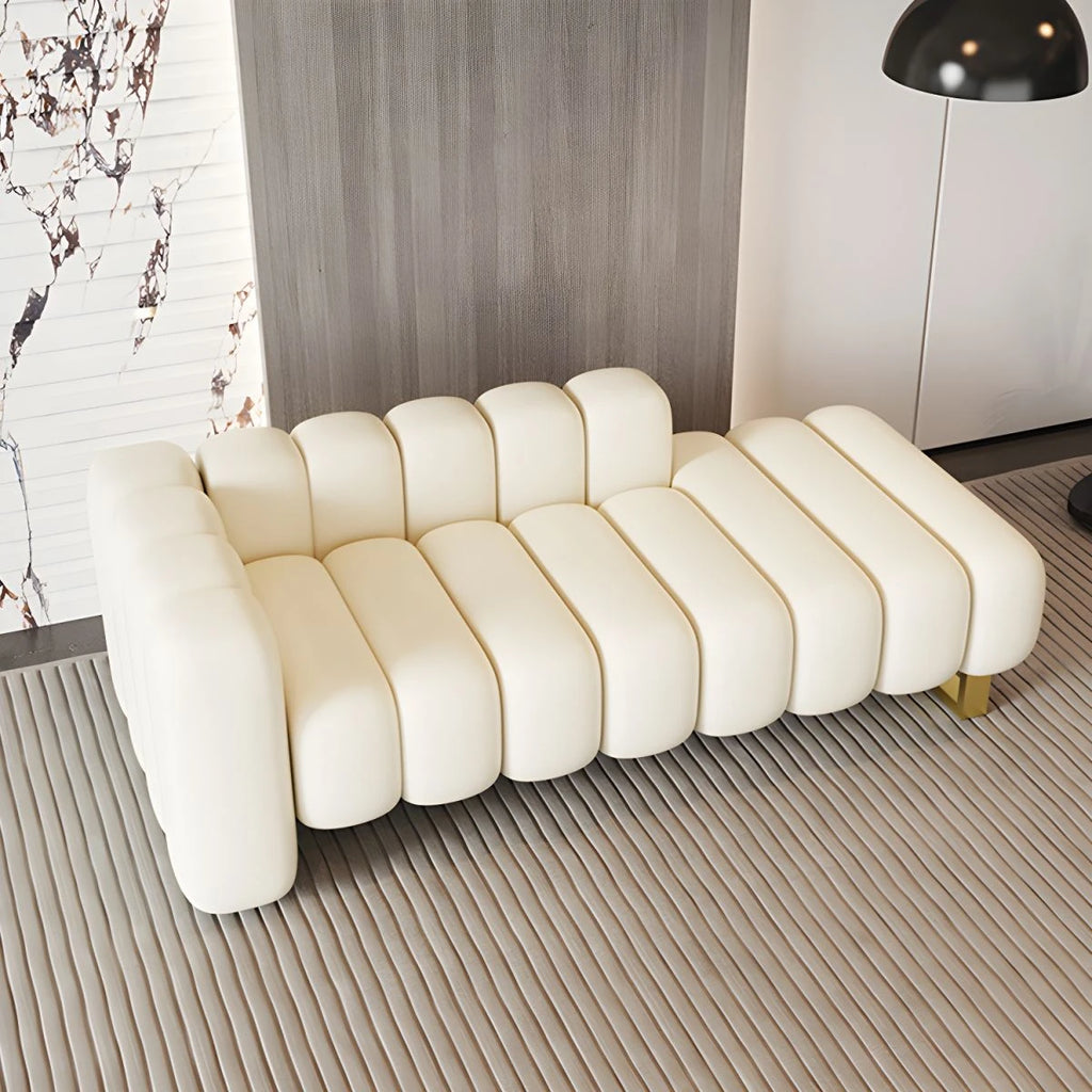 Modern Left Arm Channel Tufted Chaise Lounge
