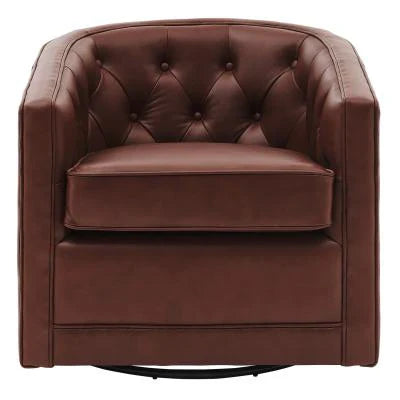 Leather Swivel Chair - Brown