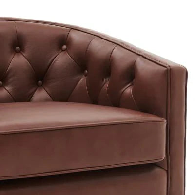 Leather Swivel Chair - Brown