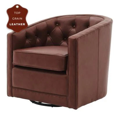 Leather Swivel Chair - Brown