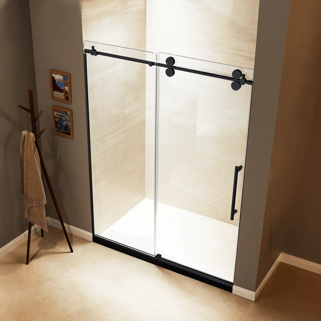 Apollo Frameless Double Roller Shower Door in Black