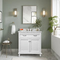 White Vanity w/ Solid Wood & Carrara Marble Top