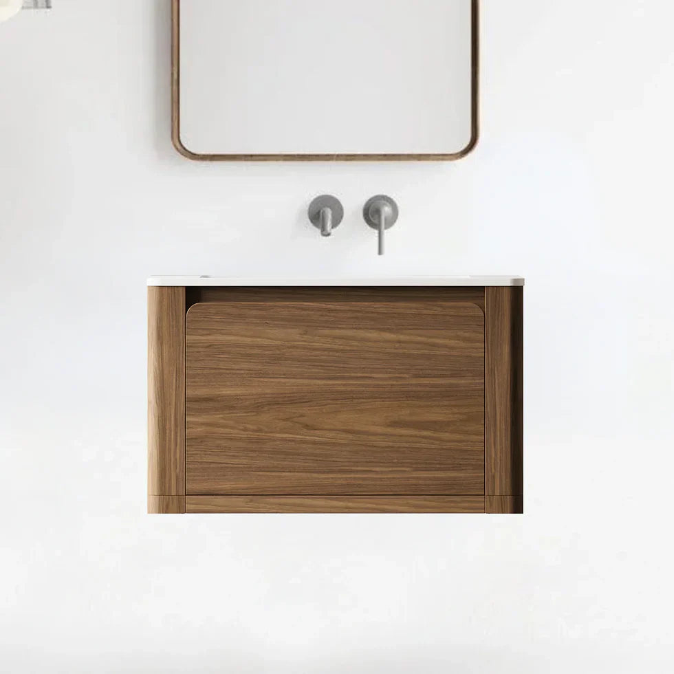 Walnut Wall Mount Bathroom Vanity
