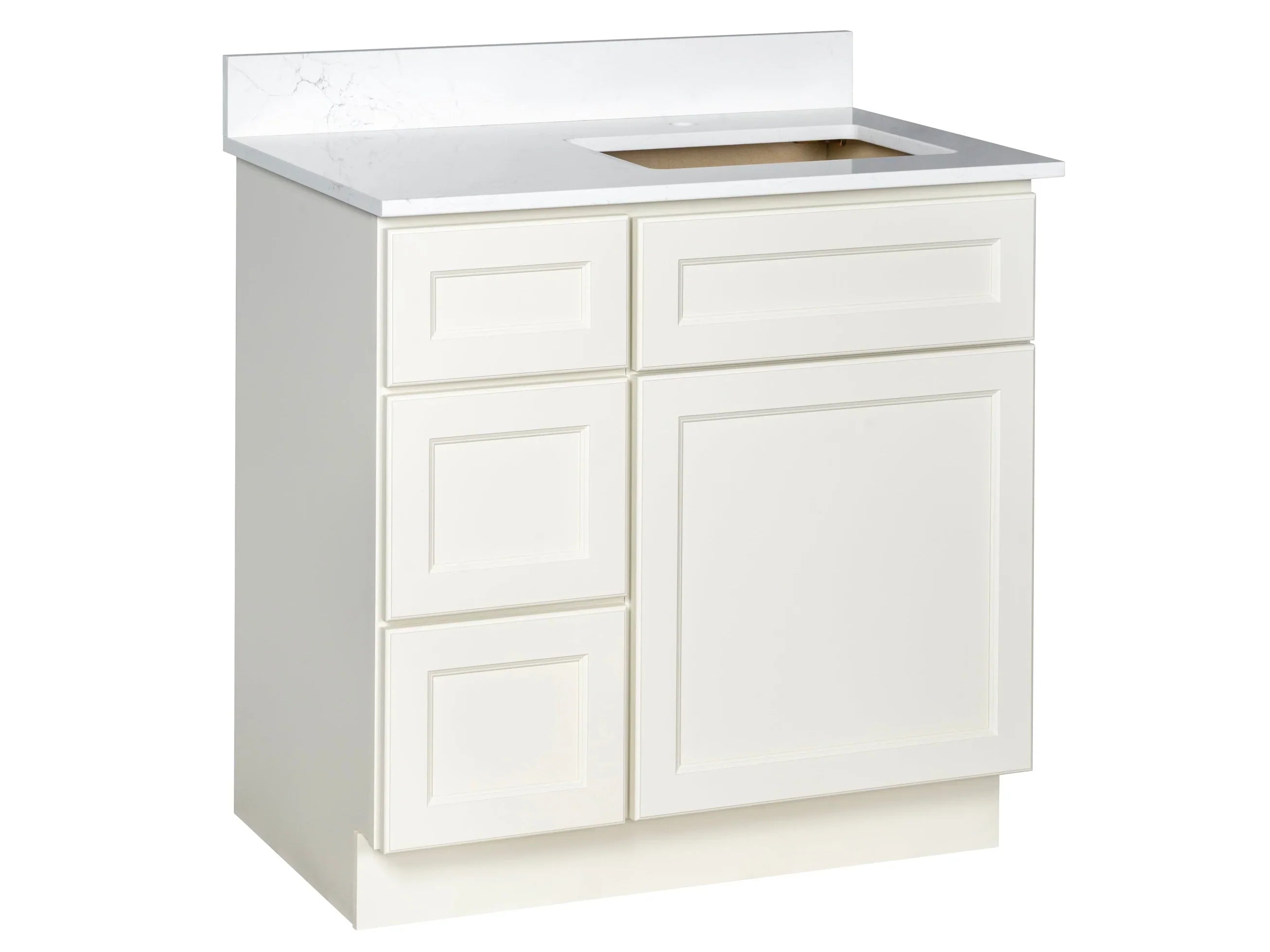 Offset Sink Bathroom Vanity in Off-White