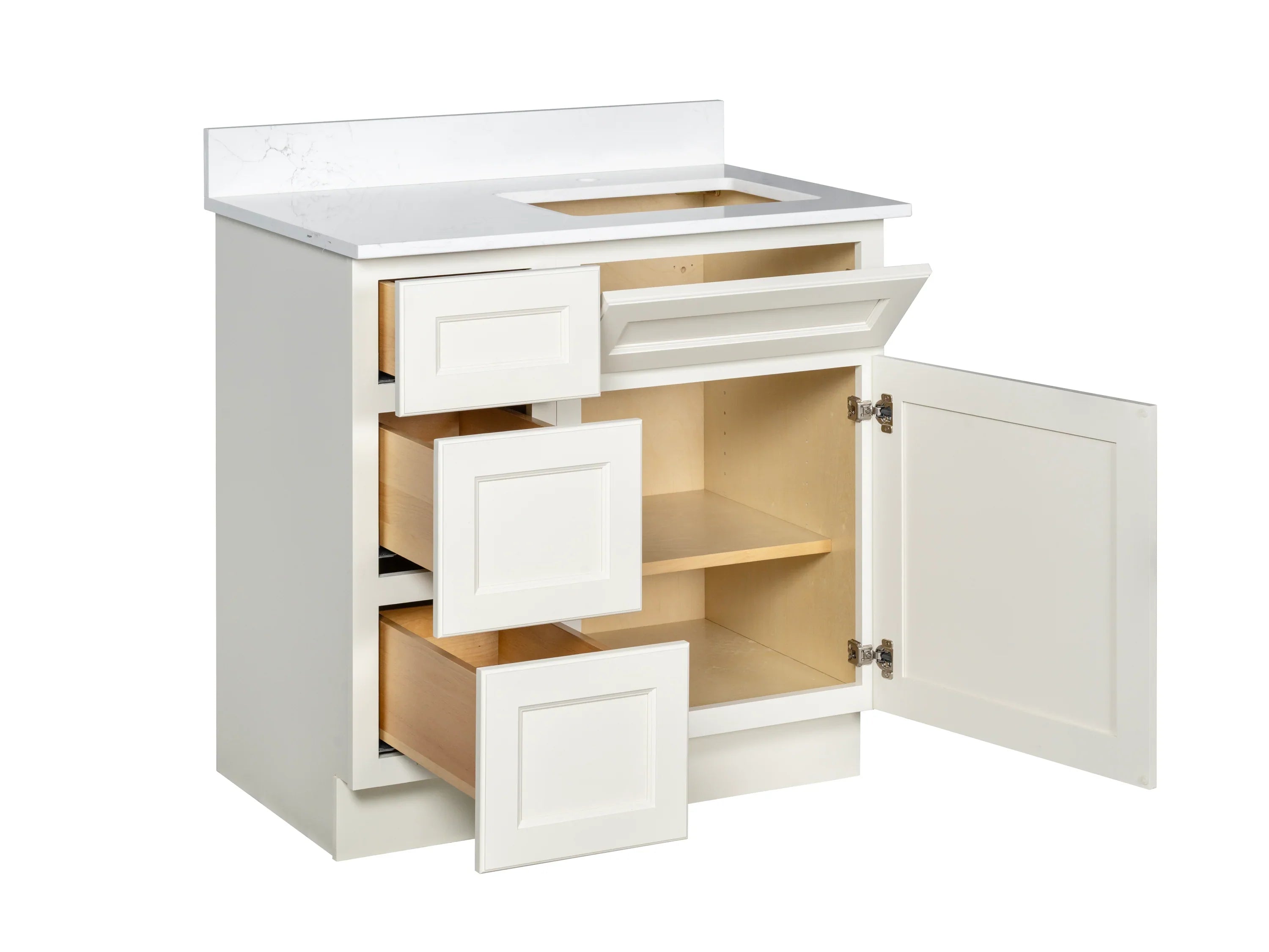 Offset Sink Bathroom Vanity in Off-White