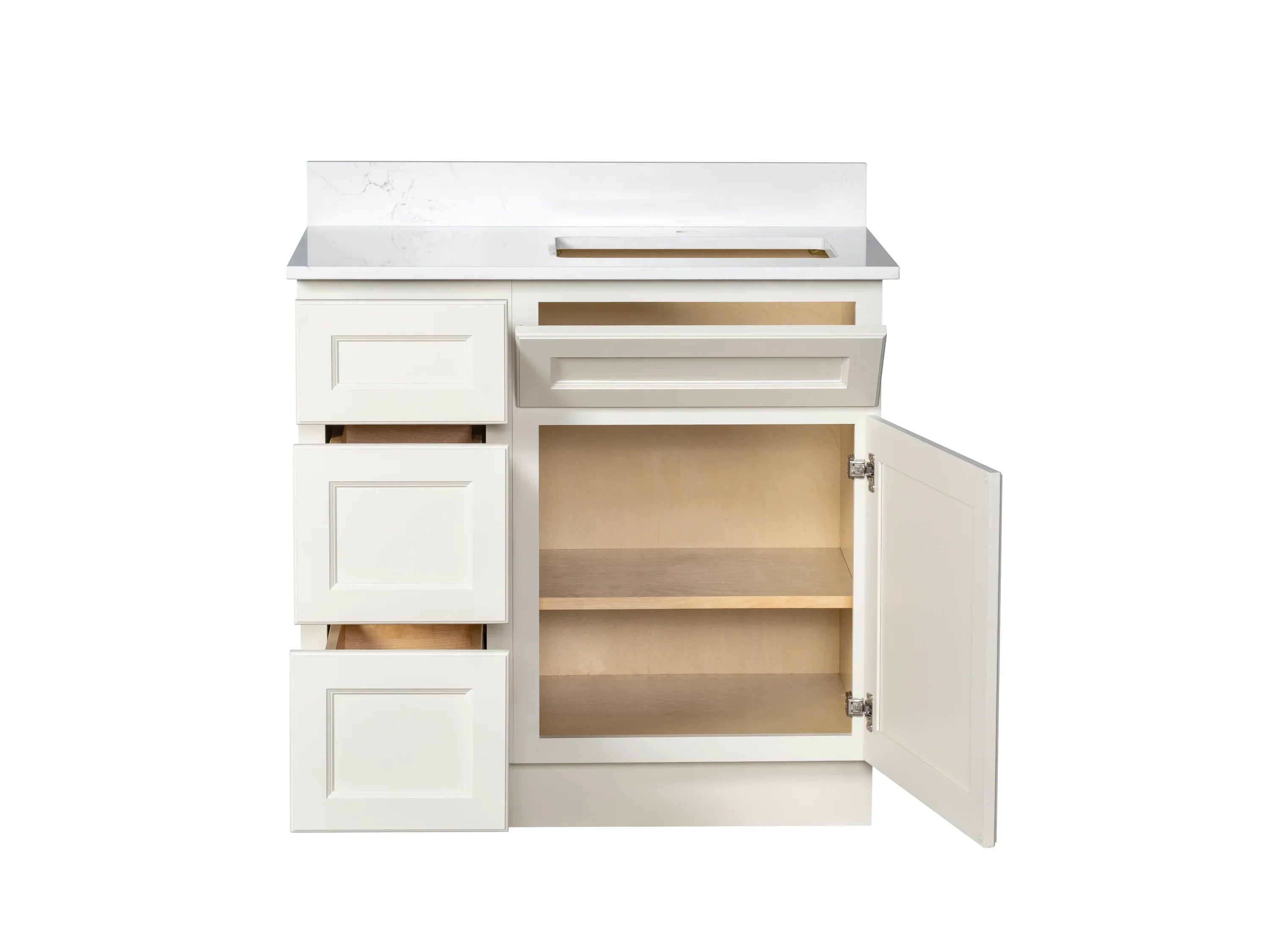 Offset Sink Bathroom Vanity in Off-White