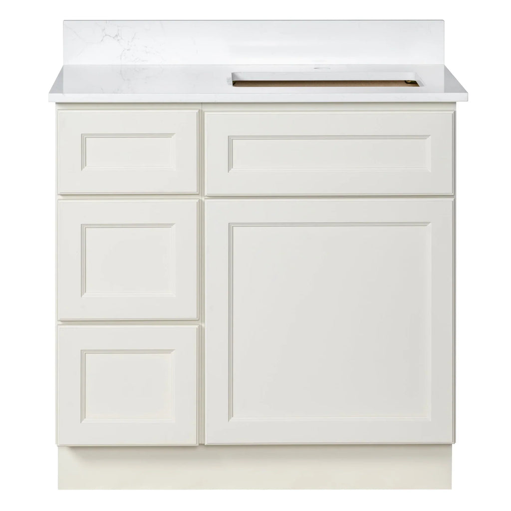 Offset Sink Bathroom Vanity in Off-White