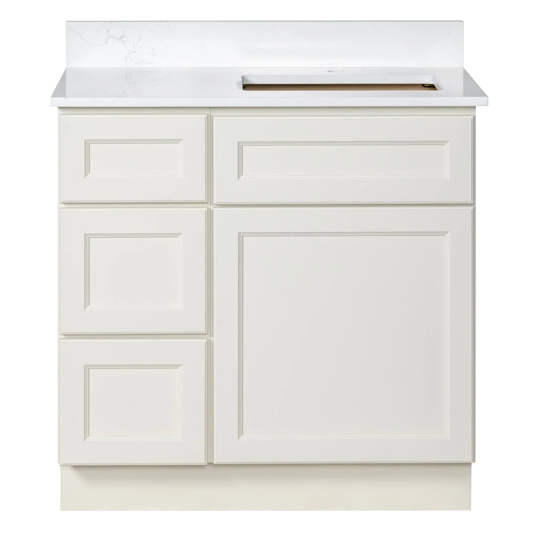 Offset Sink Bathroom Vanity in Off-White