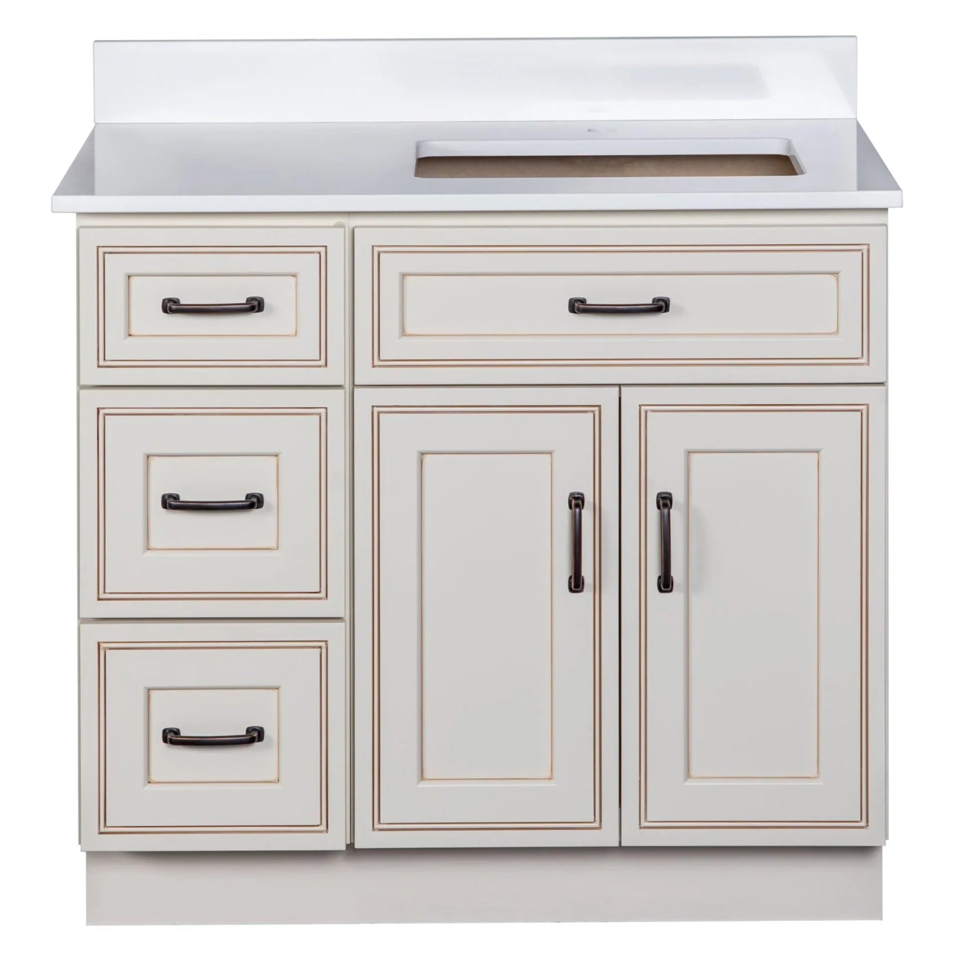 Offset Sink Bathroom Vanity in Pearl