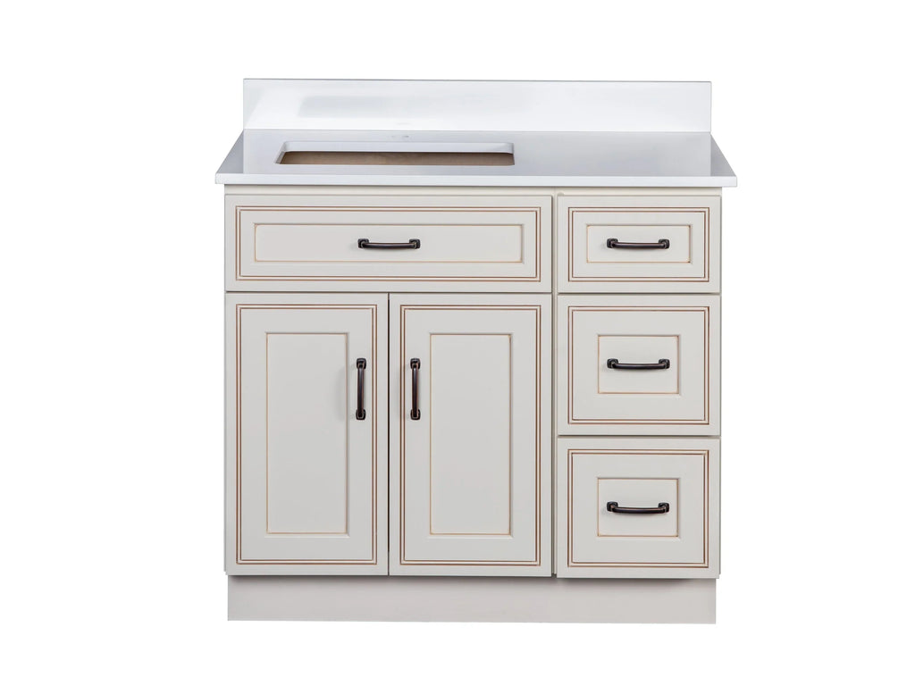 Offset Sink Bathroom Vanity in Pearl