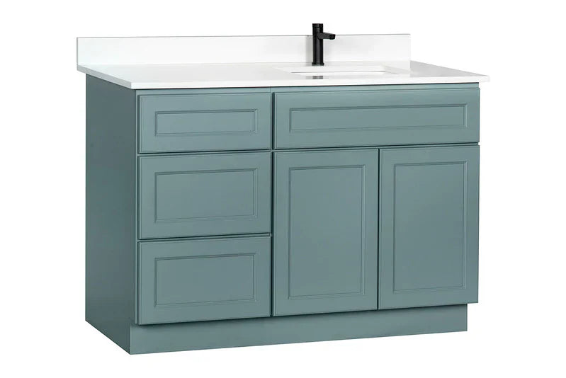 Offset Sink Bathroom Vanity in Sage