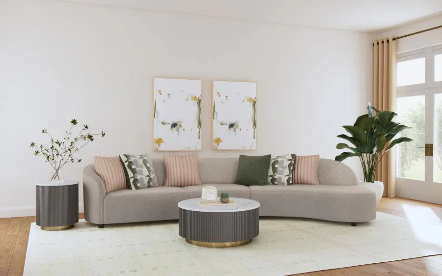 Greige Curved Sectional Sofa