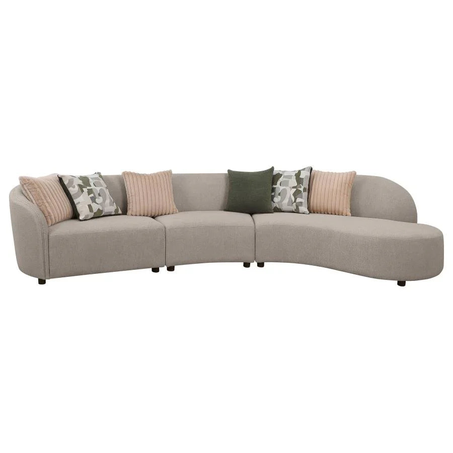 Greige Curved Sectional Sofa