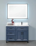 Offset Bathroom Vanity in Blue with Legs