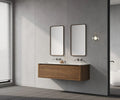 Walnut Wall Mount Double Sink Bathroom Vanity