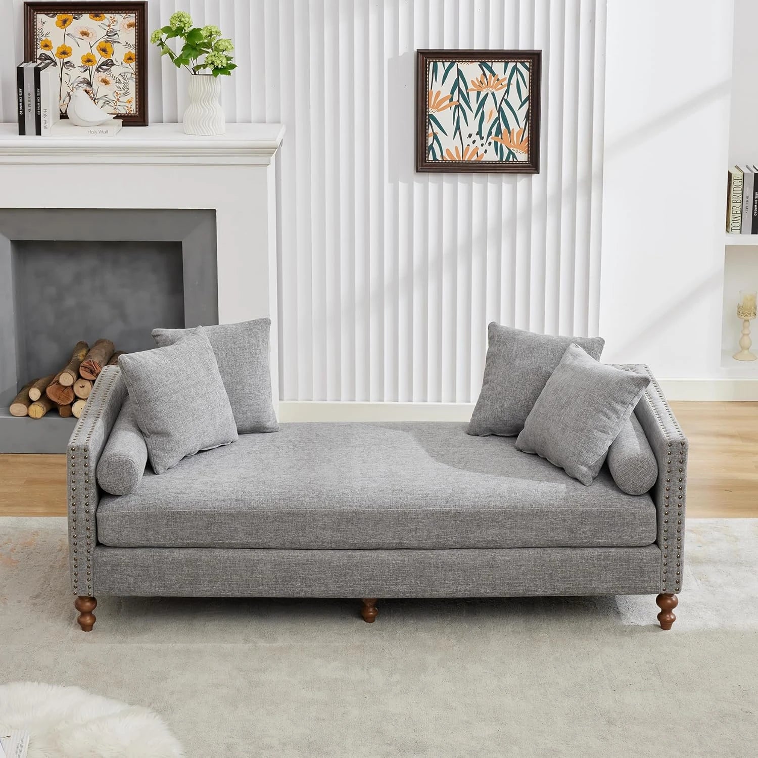 Mid Century Style Grey Chaise Lounge