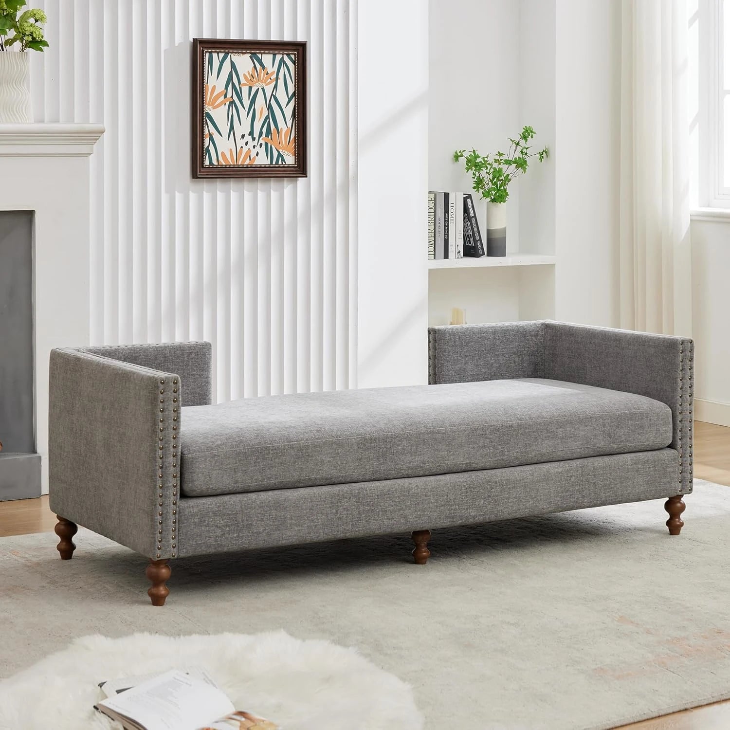 Mid Century Style Grey Chaise Lounge
