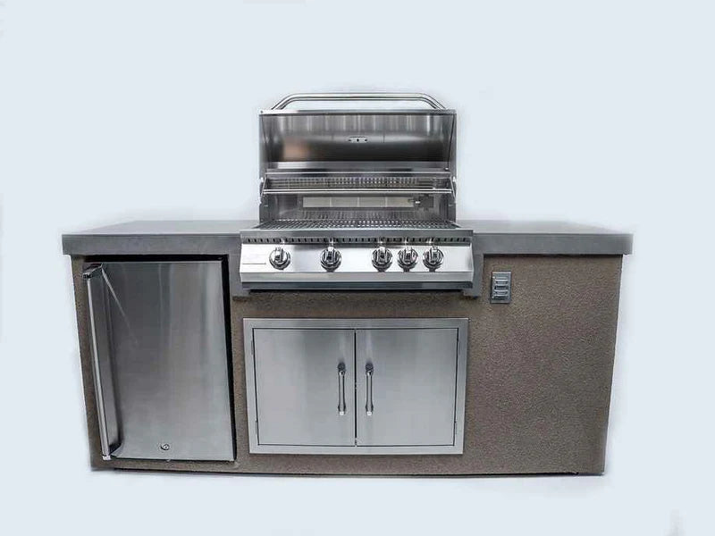 Outdoor Kitchen Island with Grill – Built-In 32” Grill + Fridge