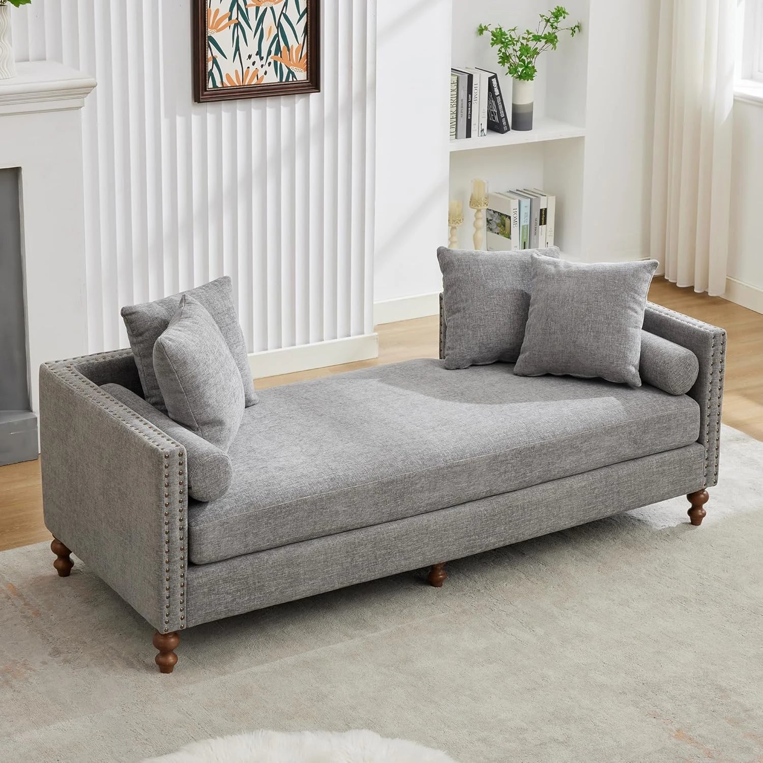 Mid Century Style Grey Chaise Lounge