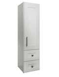 White Linen Cabinet with Wood Door