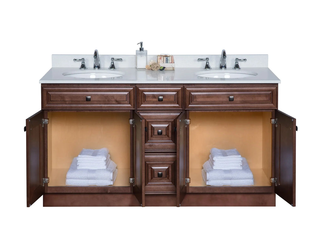 Double Sink Bathroom Vanity in Chocolate