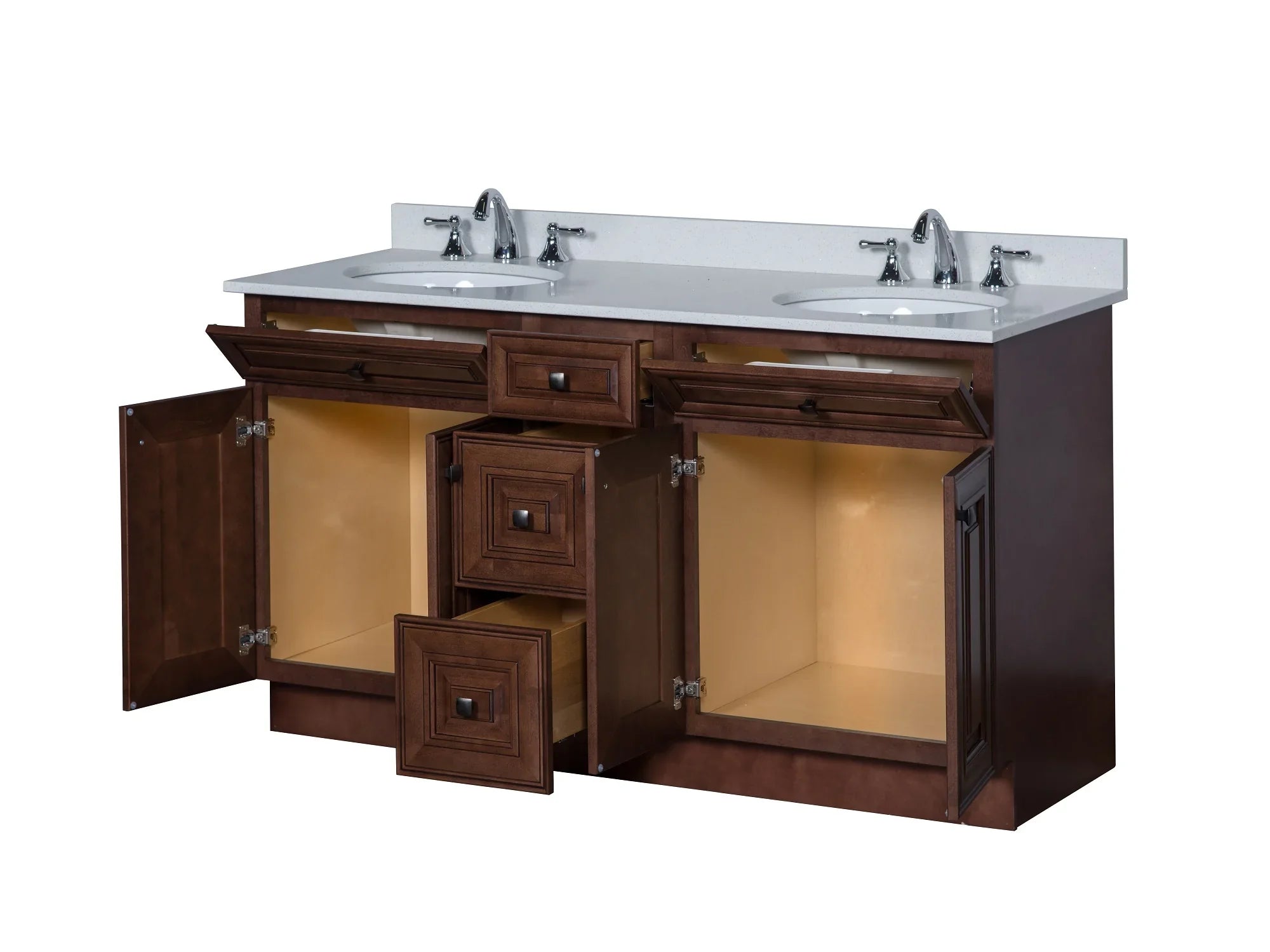 Double Sink Bathroom Vanity in Chocolate