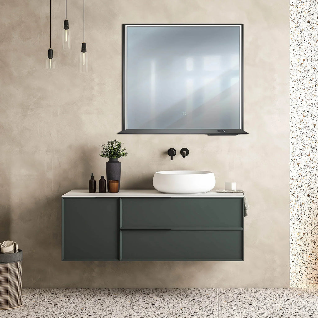 Allegra 36"W x 32"H Framed LED Mirror with Bluetooth Speaker and Wireless Cell Phone Charger