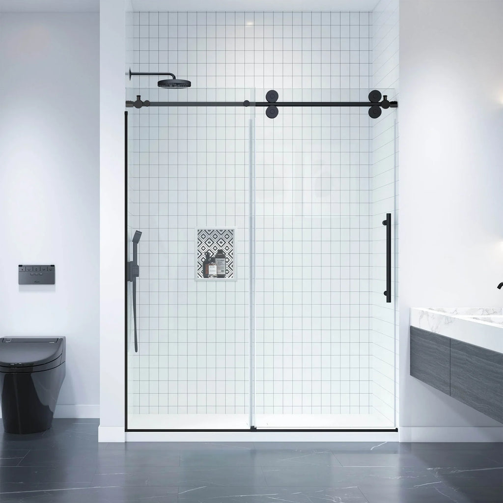 Apollo Frameless Double Roller Shower Door in Black