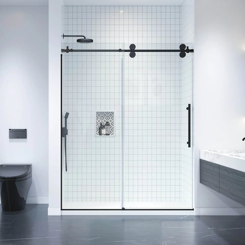 Apollo Frameless Double Roller Shower Door in Black