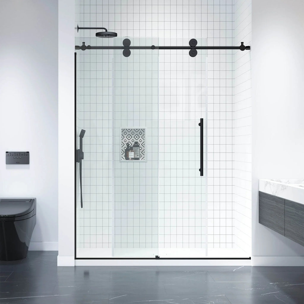 Apollo Frameless Double Roller Shower Door in Black