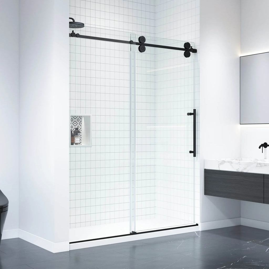 Apollo Frameless Double Roller Shower Door in Black