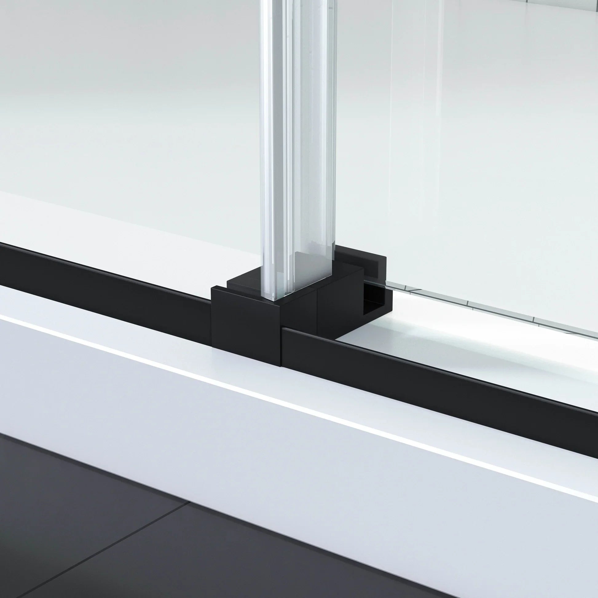 Apollo Frameless Double Roller Shower Door in Black