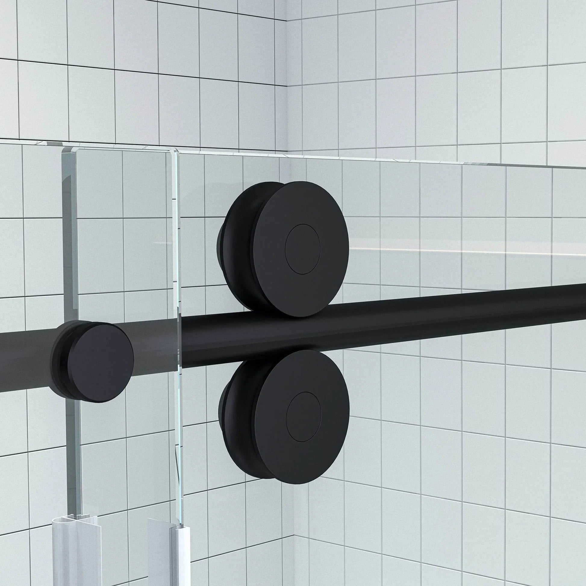 Apollo Frameless Double Roller Shower Door in Black