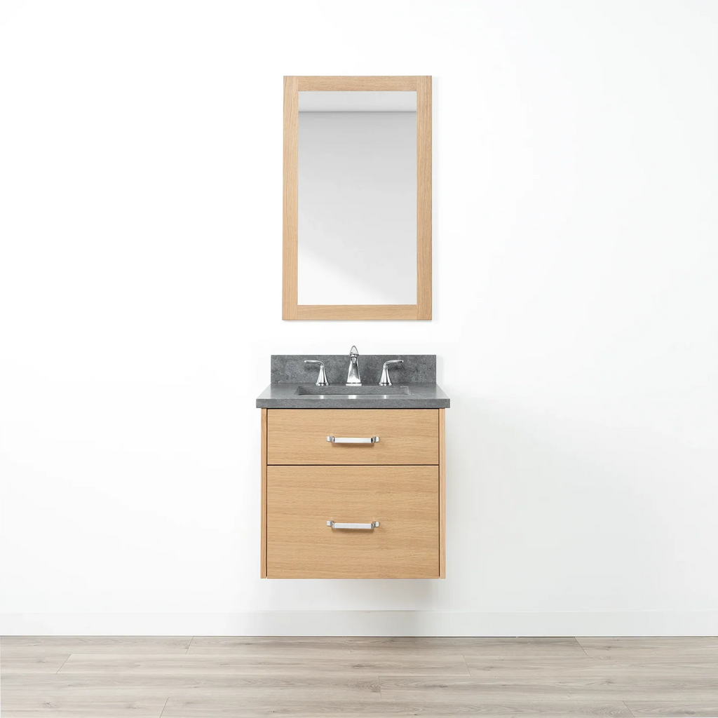 Wall Mount Natural White Oak Bathroom Vanity