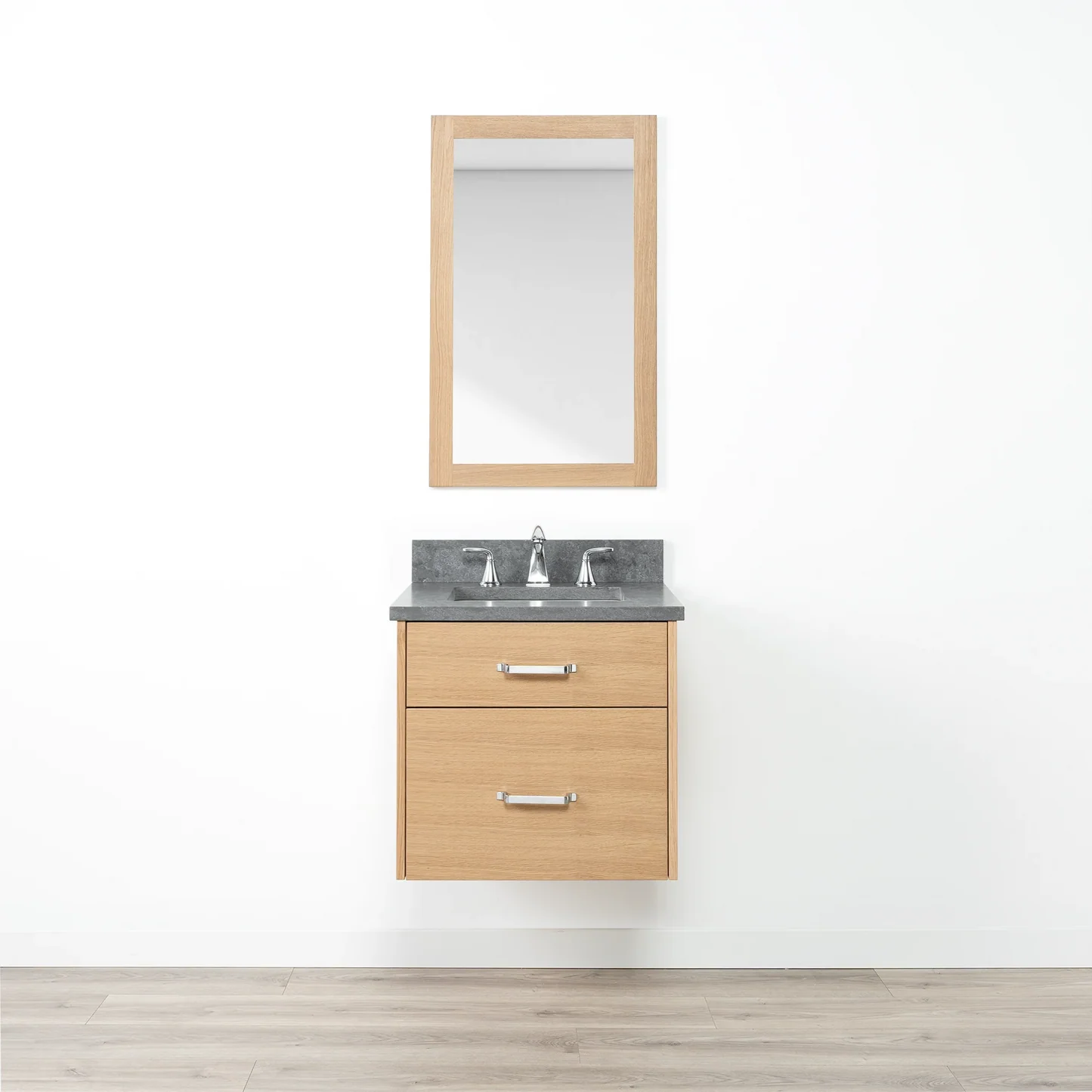 Natural White Oak Bathroom Vanity - All Drawers