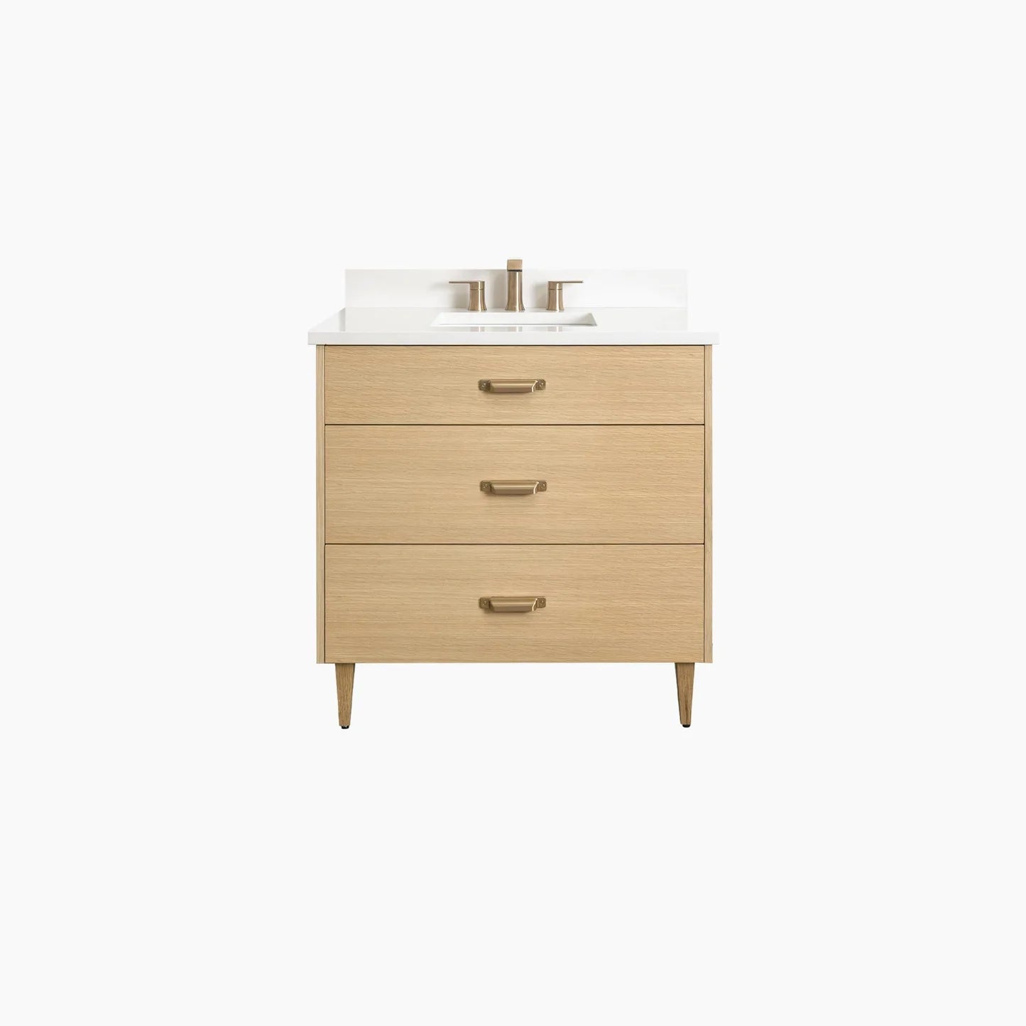 Natural White Oak Bathroom Vanity - All Drawers