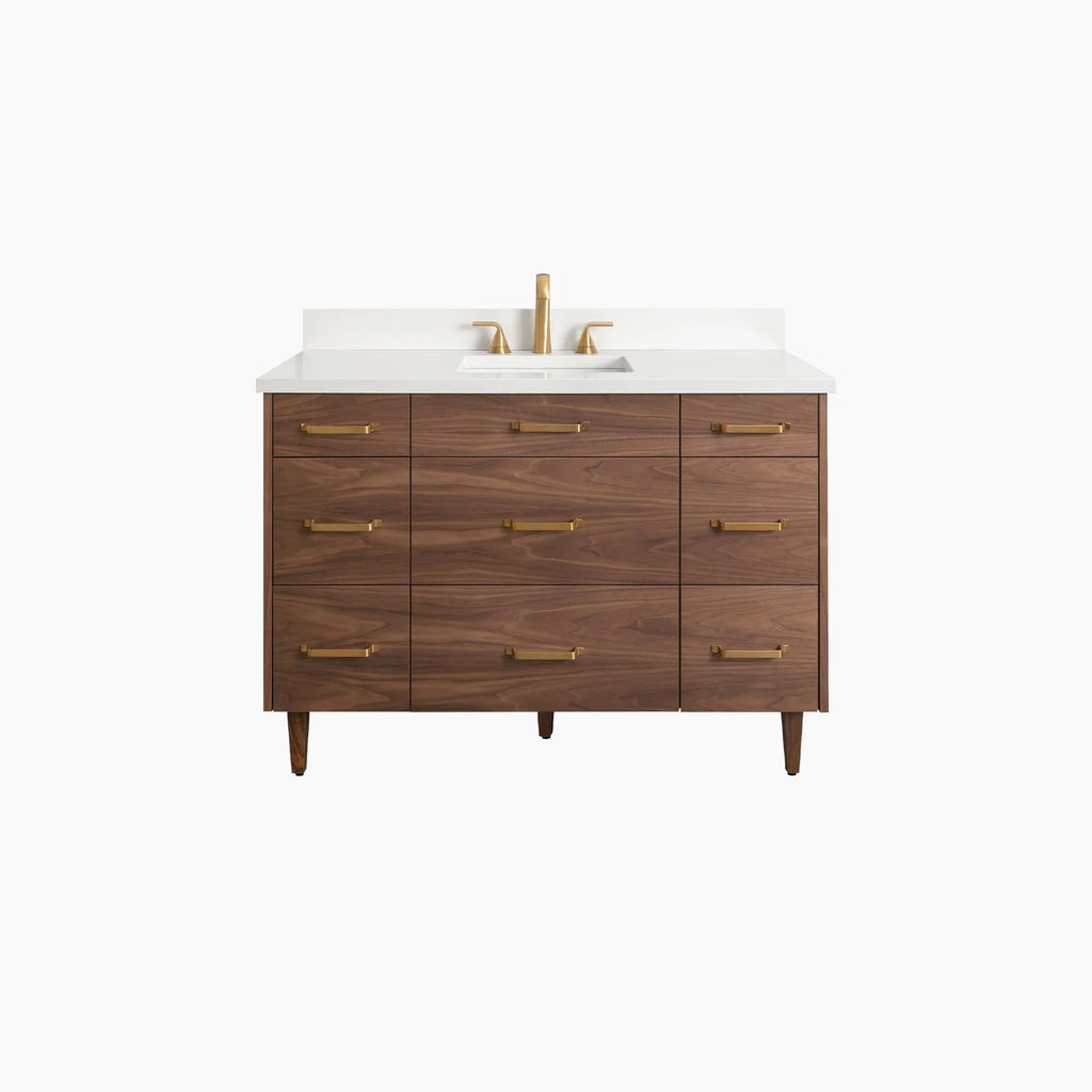 Asher Stainless Slim 48" Walnut Bathroom Vanity