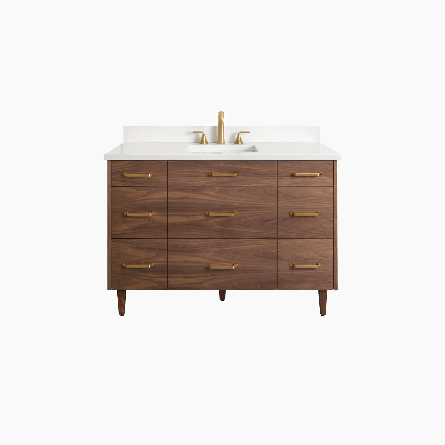 Asher Stainless Slim 48" Walnut Bathroom Vanity