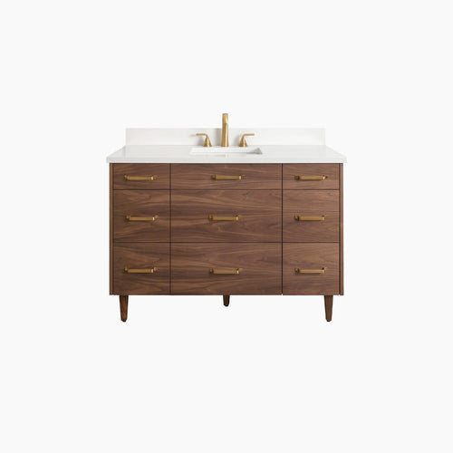 Asher Stainless Slim 48" Walnut Bathroom Vanity