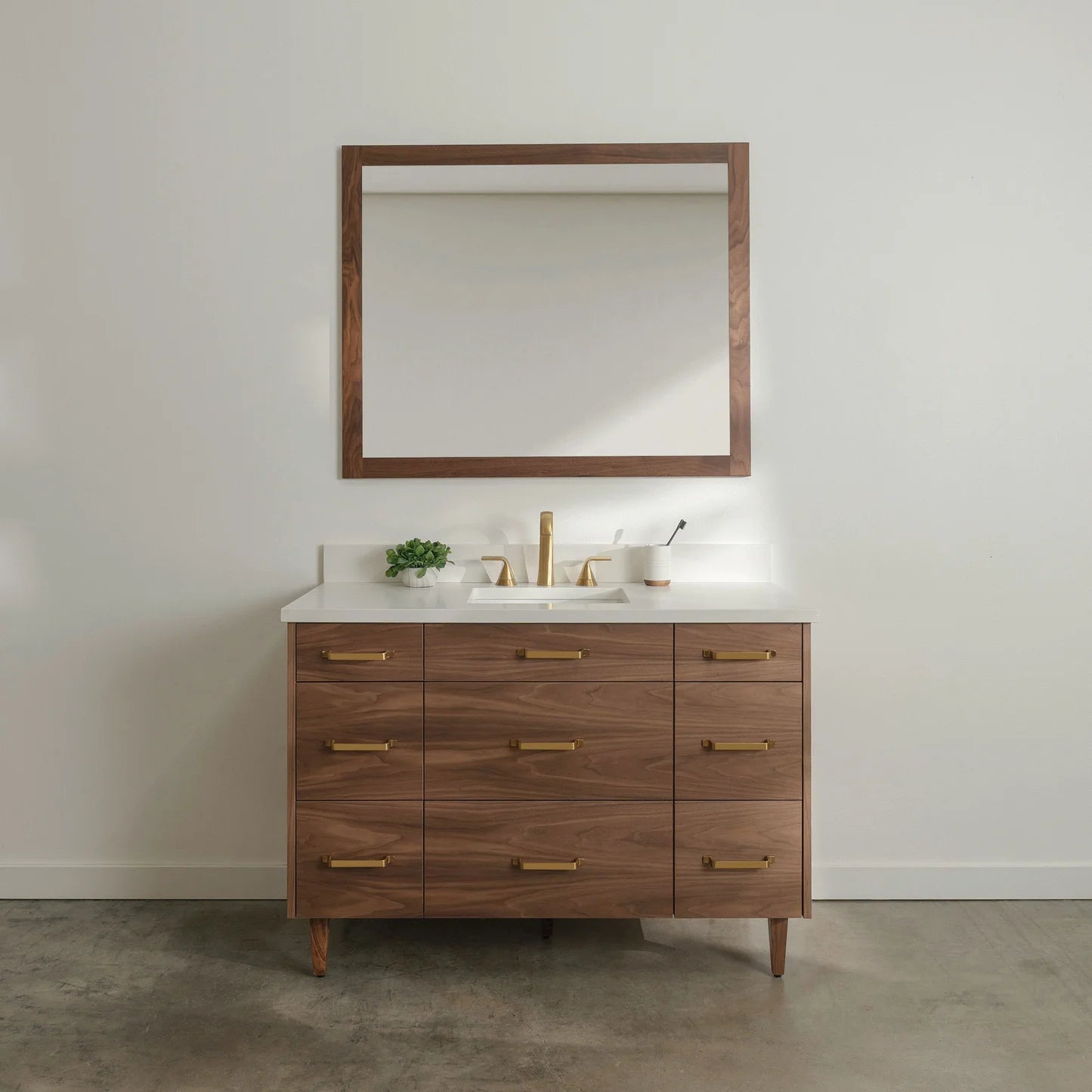 Asher Stainless Slim 48" Walnut Bathroom Vanity