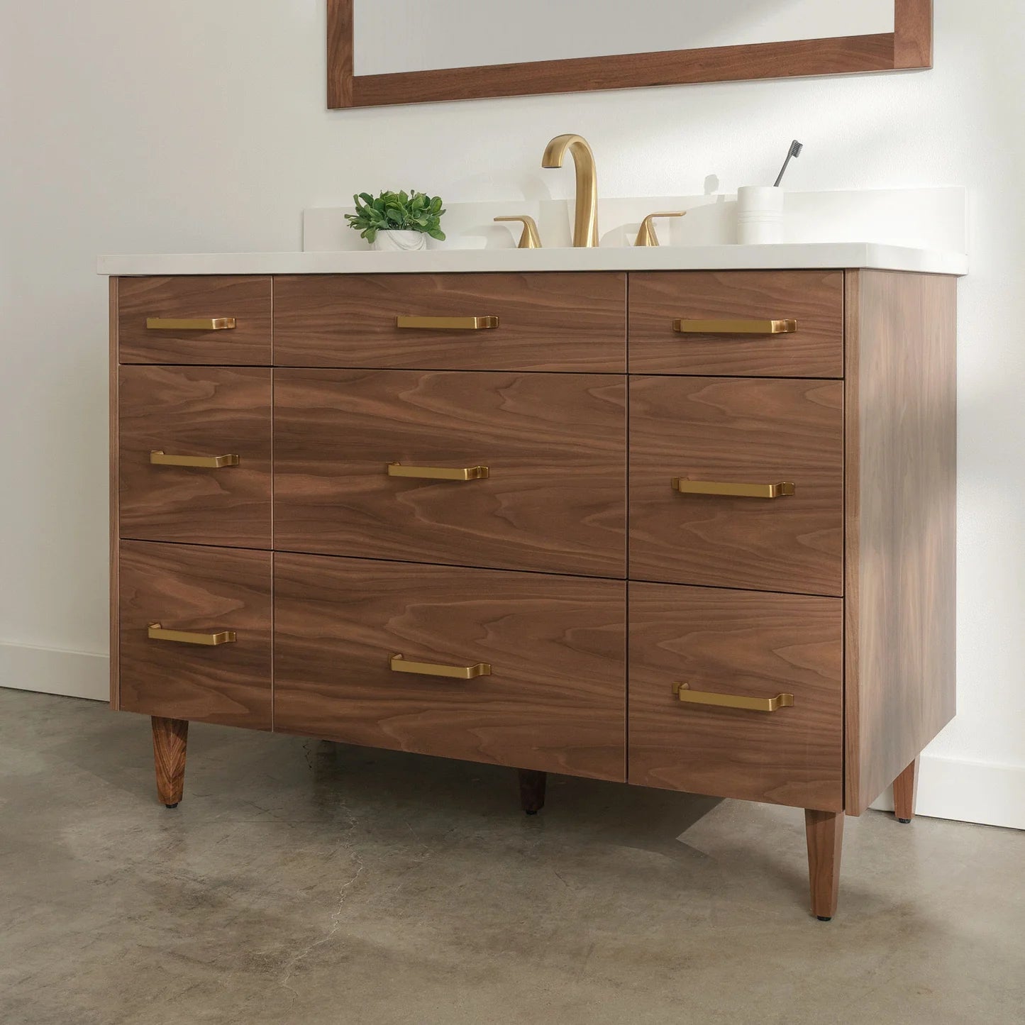 Asher Stainless Slim 48" Walnut Bathroom Vanity