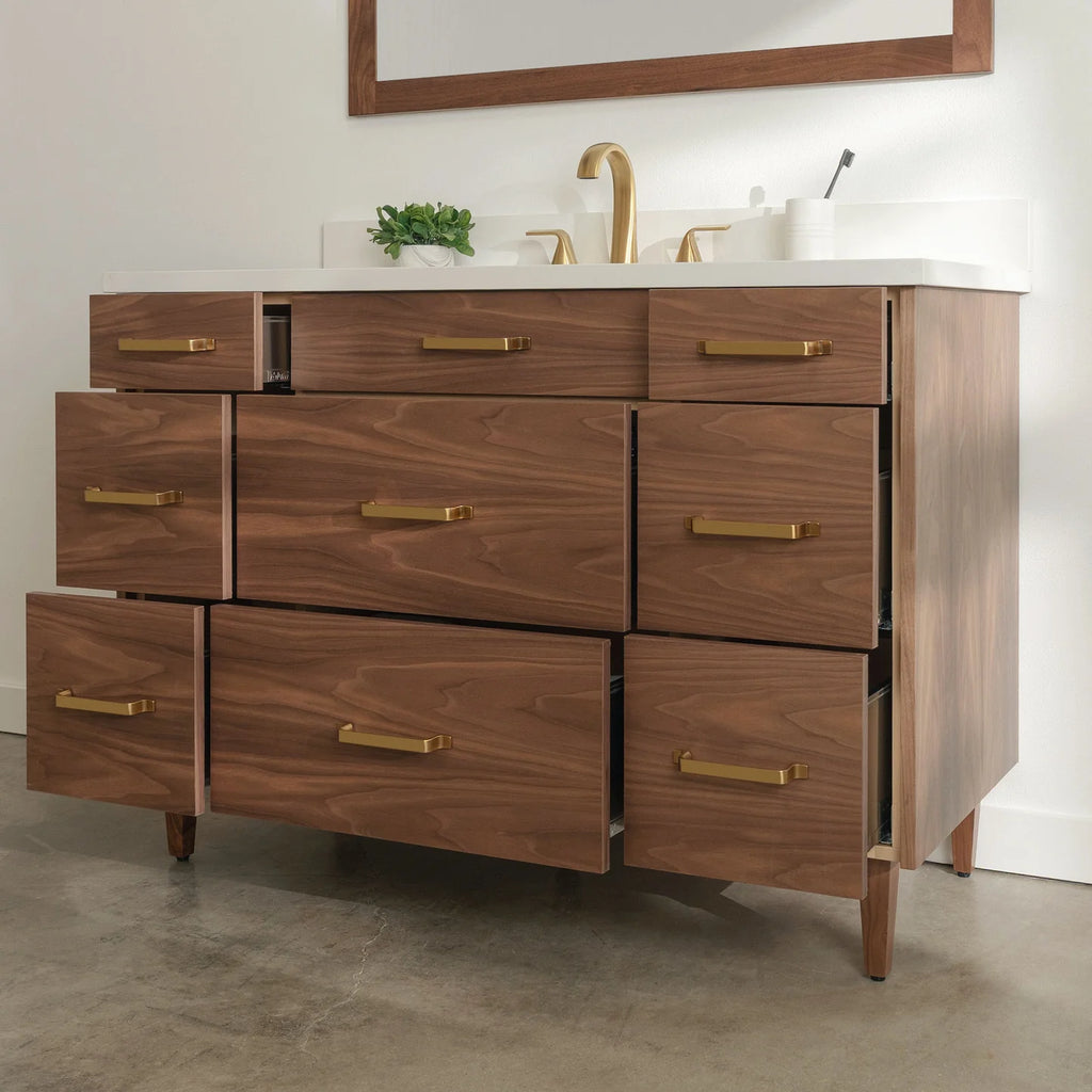Asher Stainless Slim 48" Walnut Bathroom Vanity