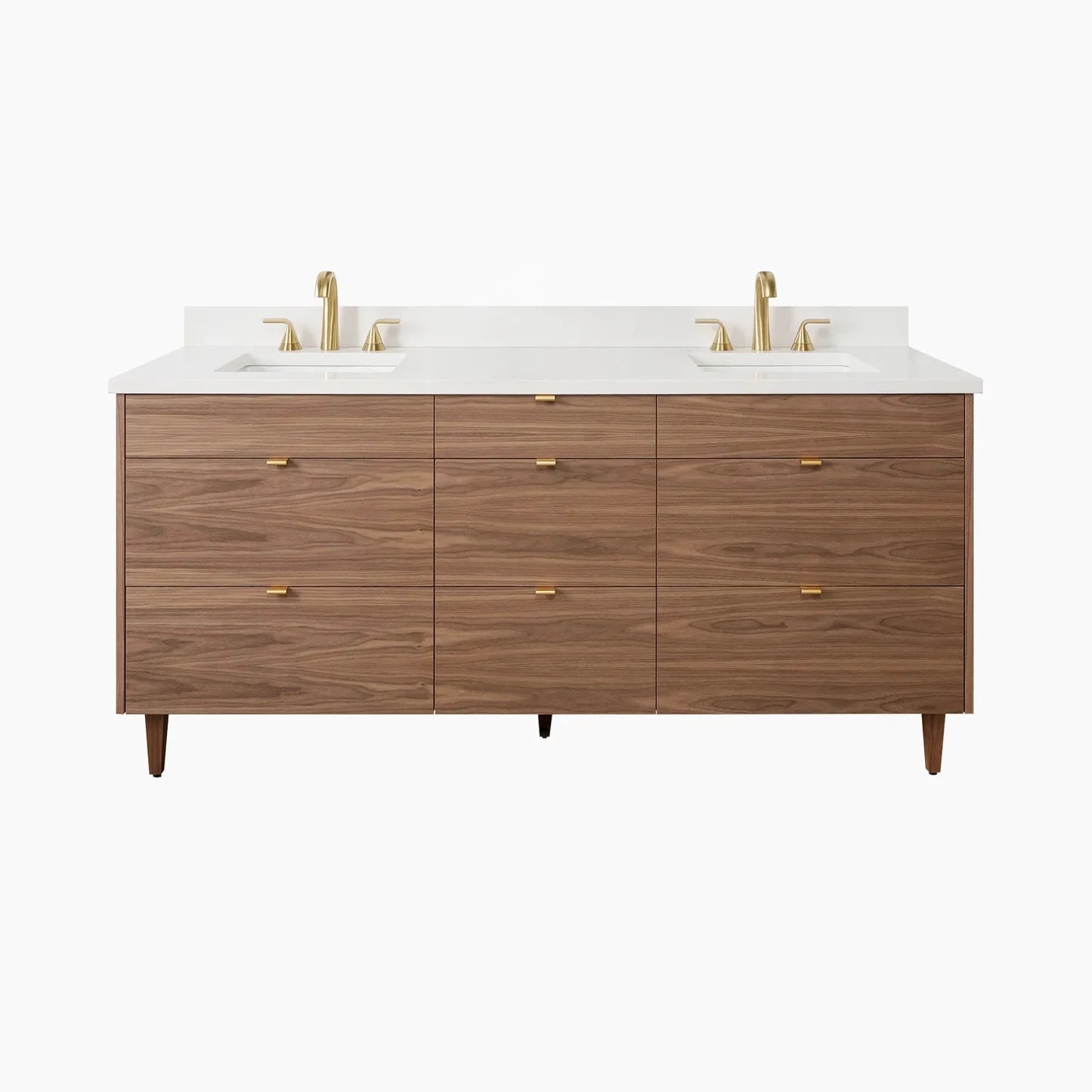 Stainless Slim 72" American Black Walnut Bathroom Vanity, Double Sink