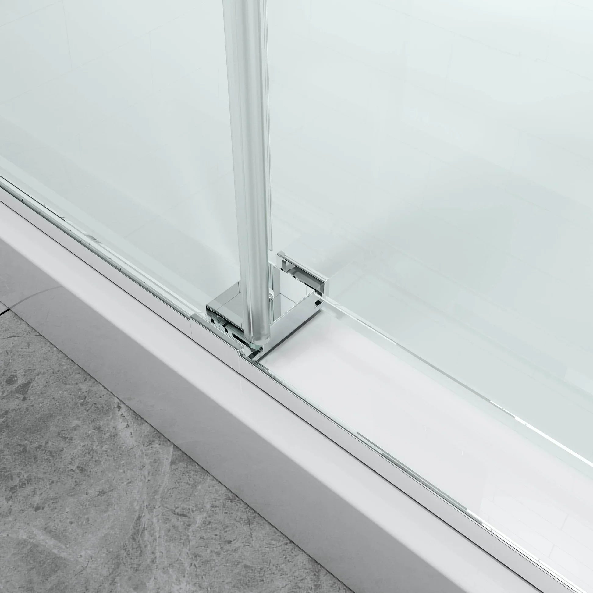 Single Semi-Frameless Shower Door with Clear Glass