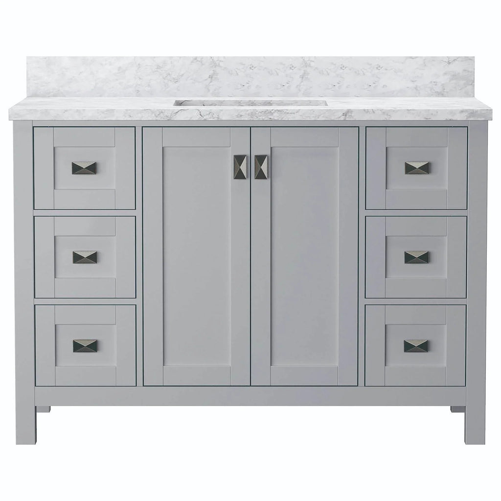 Bathroom Vanities and White Carrara Marble Vanity Top with Rectangular Undermount Bowls