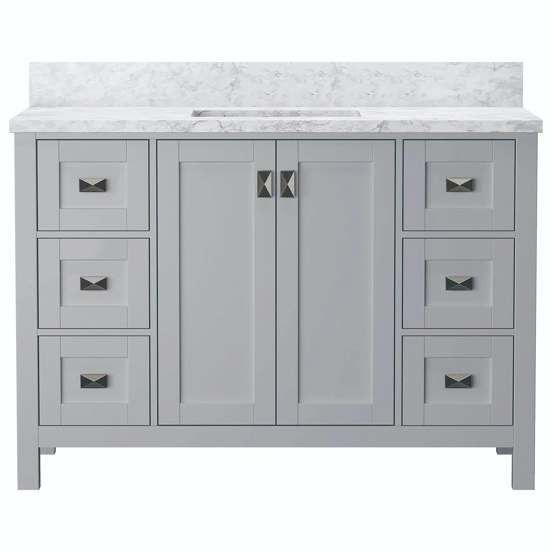 Bathroom Vanities and White Carrara Marble Vanity Top with Rectangular Undermount Bowls