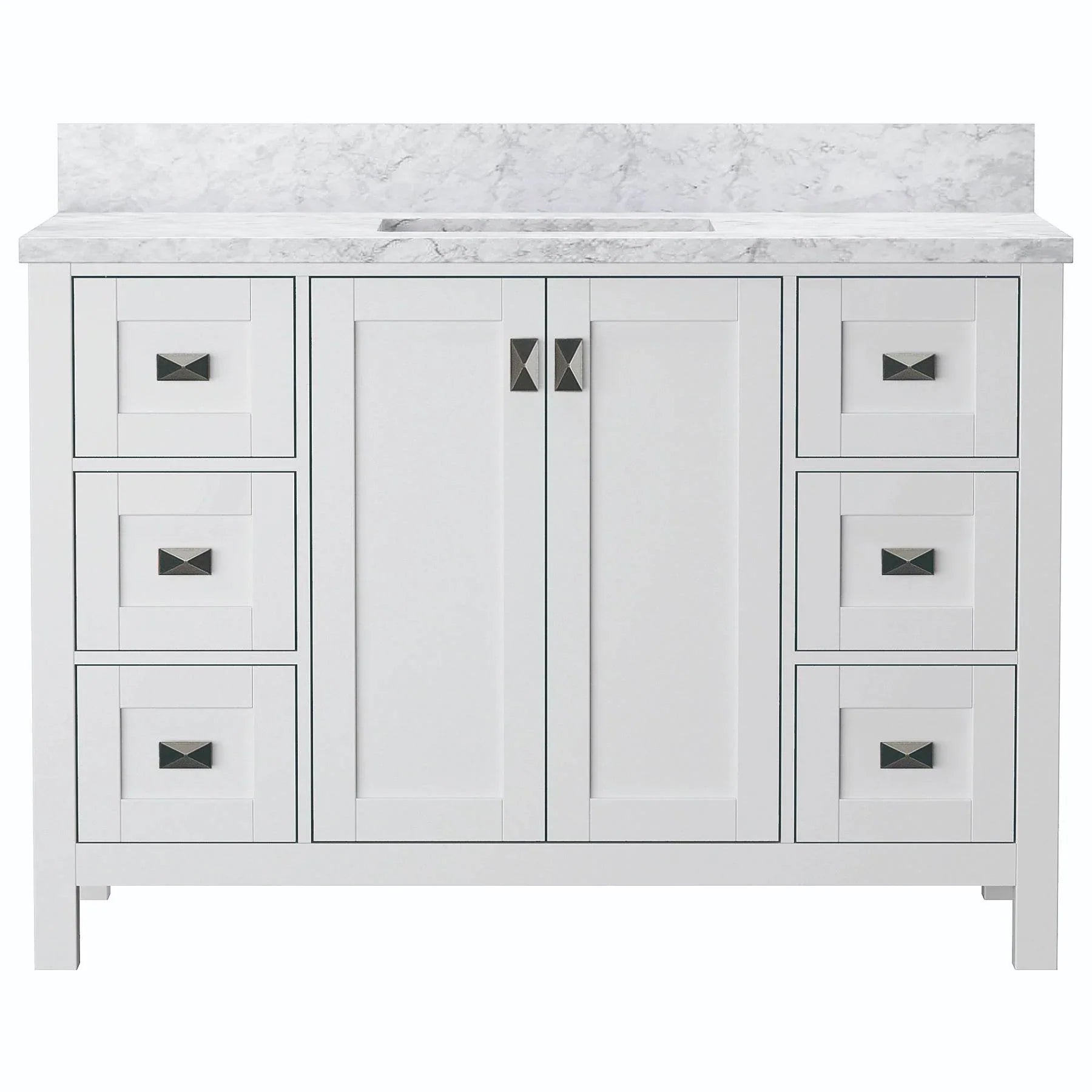 Bathroom Vanities and White Carrara Marble Vanity Top with Rectangular Undermount Bowls