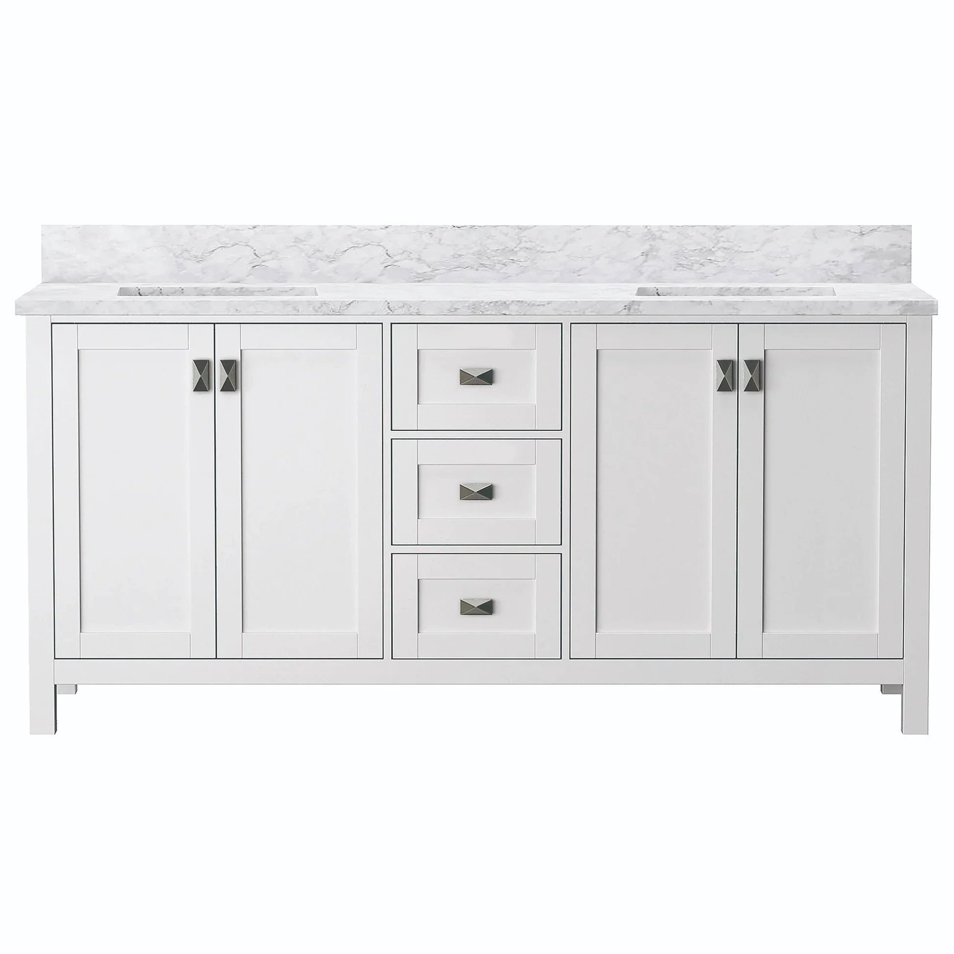 Bathroom Vanities and White Carrara Marble Vanity Top with Rectangular Undermount Bowls